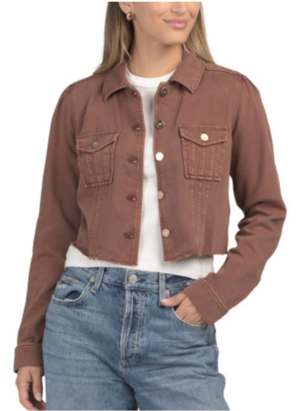 PAIGE Rust Brown Cropped Jean Jacket